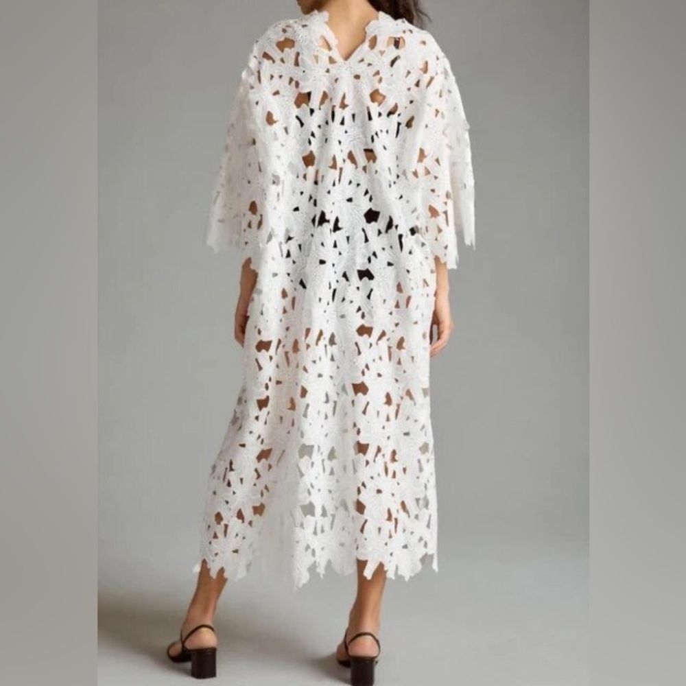 Anthropologie Floral Eyelet Kaftan - Picture 5 of 9